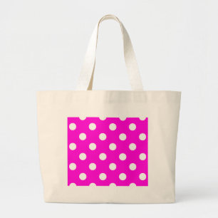 Polka dots magenta #FF00DC Large Tote Bag