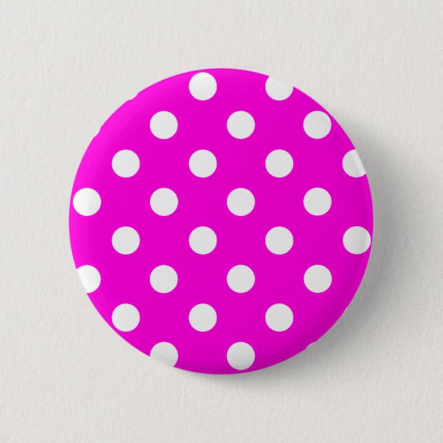 Polka dots magenta #FF00DC Pinback Button (Front)