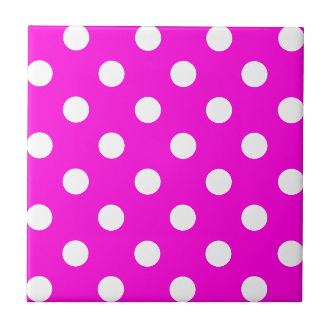 Polka dots magenta #FF00DC Tile (Front)