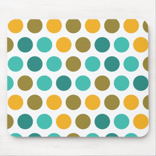 Polka Dots Mid Mod Circles Deco Spheres Gold Teal Mouse Pad