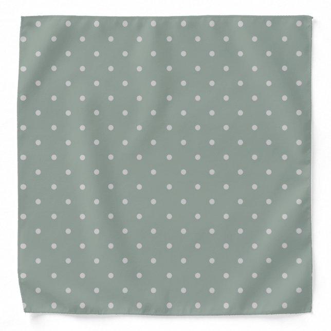 Polka Dots Mint Green and Soft Gray Polka Pattern Bandana (Front)