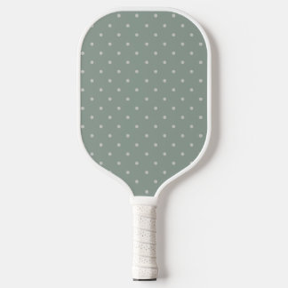 Polka Dots Mint Green and Soft Gray Polka Pattern Pickleball Paddle