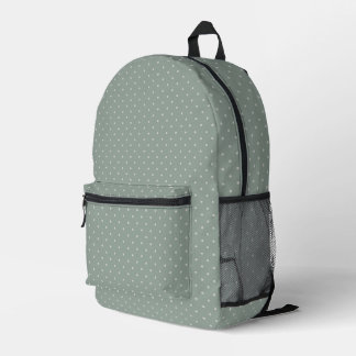 Polka Dots Mint Green and Soft Gray Polka Pattern Printed Backpack