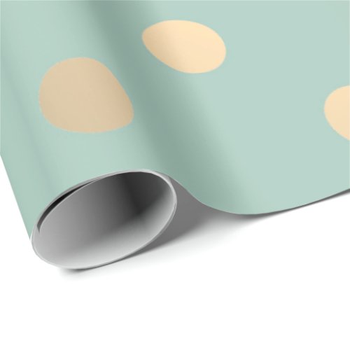 Polka Dots Mint Green Pastel Foxier Gold Ivory Wrapping Paper