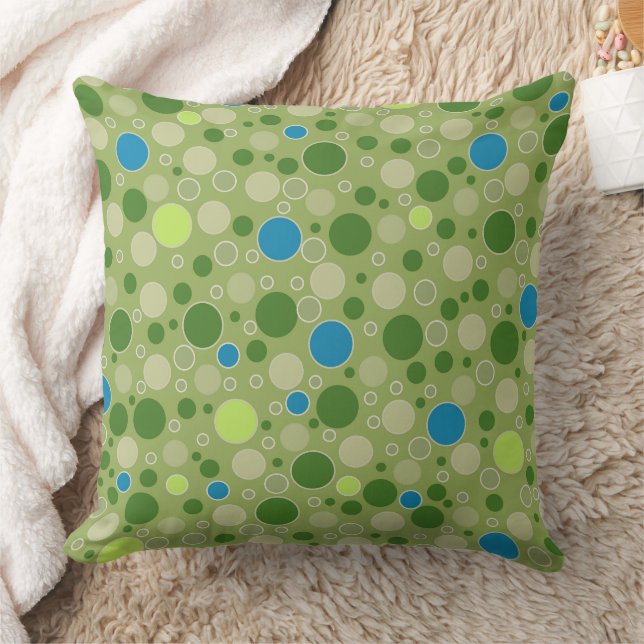 polka dots multicolored retro green throw pillow (Blanket)