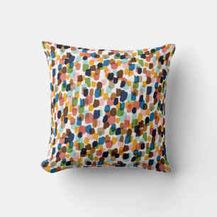 Polka Dots: Multicoloured Hand Paint. Throw Pillow