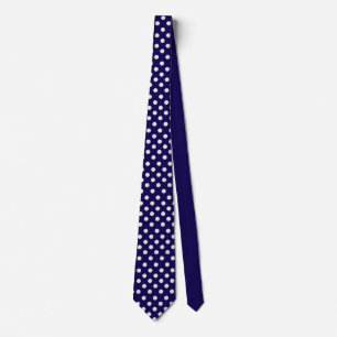 Polka dots navy blue and white neck tie