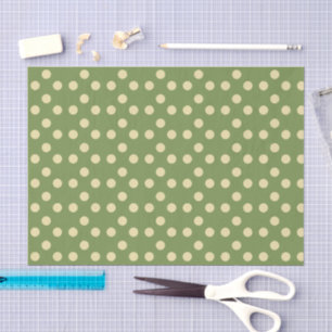 Polka dots olive green and pale gold tissue paper