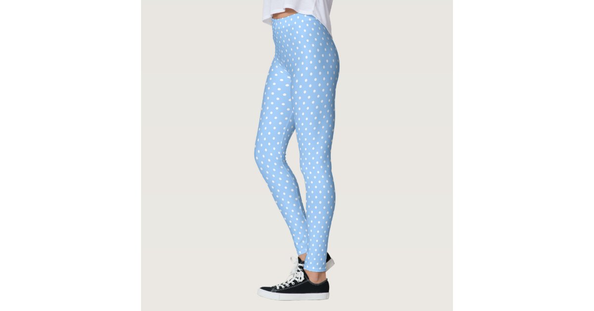 Polka Dots on Baby Blue Leggings | Zazzle.com