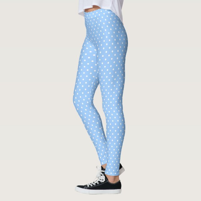 Polka Dots on Baby Blue Leggings (Left)