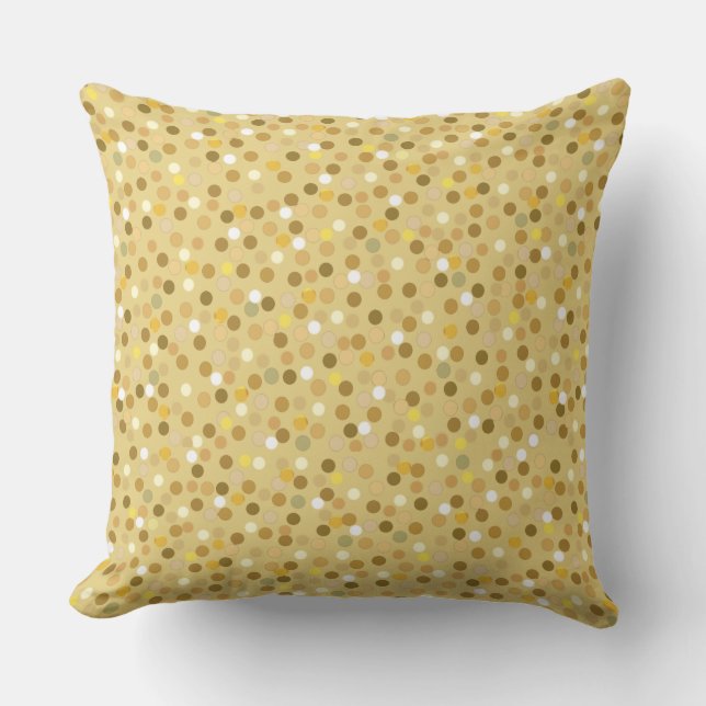 Polka Dots on Beige, Yellow and White Throw Pillow (Front)