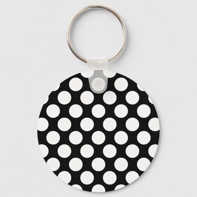 Polka Dots on Black Keychain (Front)