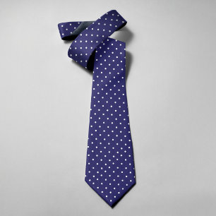 Polka Dots On Blue Navy Background Men Neck Tie