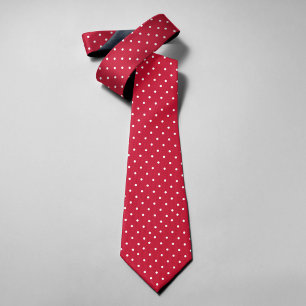Polka Dots On Dark Red Background Modern Neck Tie