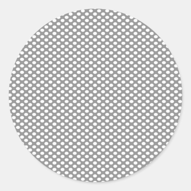 Polka Dots on Gray Classic Round Sticker (Front)