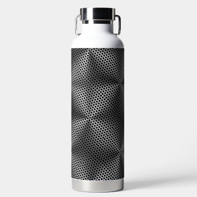 Polka Dots on Metal Plate 01x4 Black BG Water Bottle (Front)
