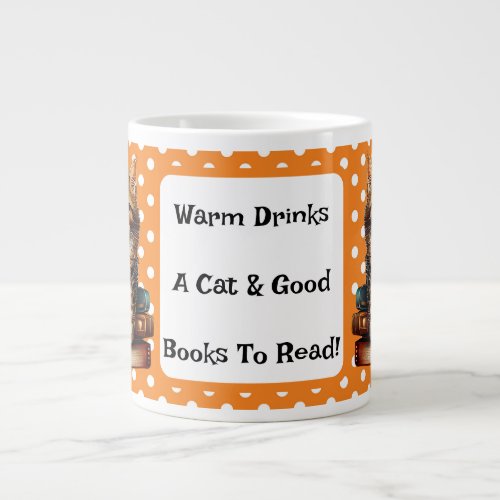 Polka Dots On Orange An Books Giant Coffee Mug