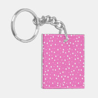 Polka Dots on Pink Background Keychain