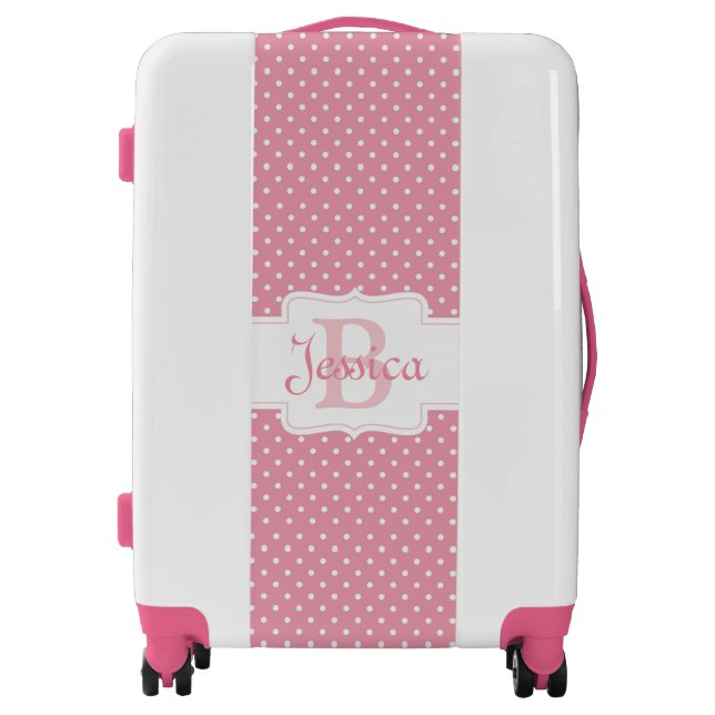 Polka Dots on Pink Luggage (Front)
