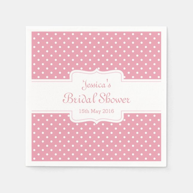 Polka Dots on Pink Paper Napkins (Front)