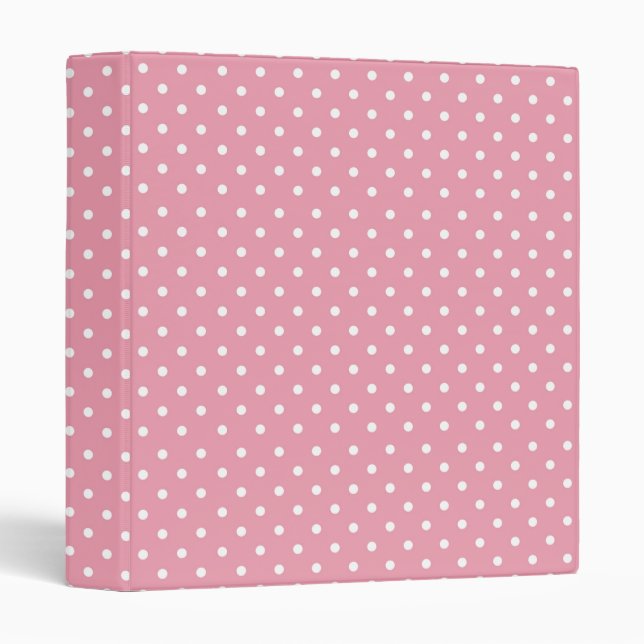 Polka Dots on Pink Pattern 3 Ring Binder (Front/Spine)