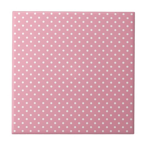 Polka Dots on Pink Pattern Ceramic Tile