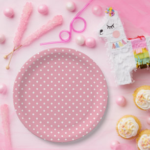 Polka Dots on Pink Pattern Paper Plates