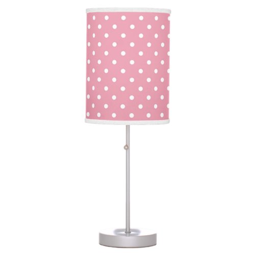 Polka Dots on Pink  Table Lamp