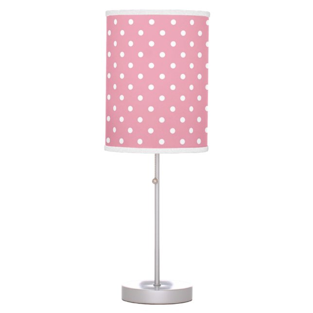 Polka Dots on Pink  Table Lamp (Front)