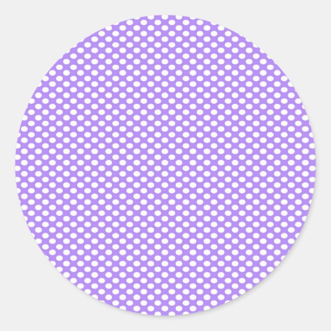 Polka Dots on Purple Classic Round Sticker (Front)