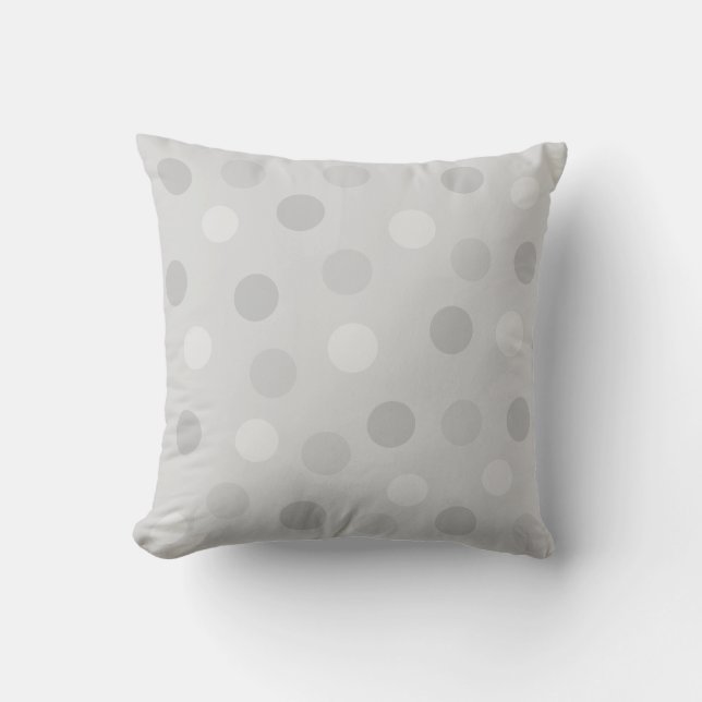 Polka Dots on Silver Gray Throw Pillow (Front)