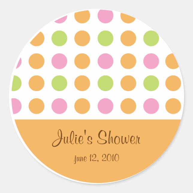 Polka Dots Orange Favor Bag Label Sticker (Front)