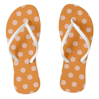 Polka Dots Orange Peach Flip Flops