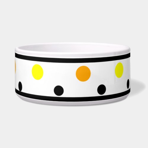 Polka Dots Orange Yellow Black Pet Bowl