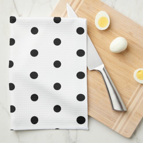 Polka Dots Pattern Black And White Kitchen Towel