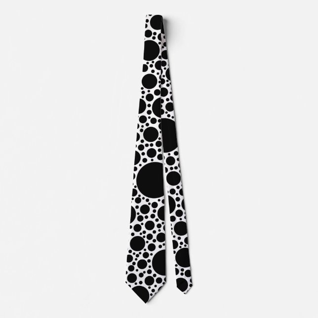 Polka Dots Pattern Black + your backgr. & ideas Neck Tie (Front)