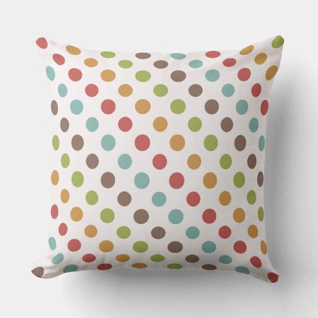 Polka Dots Pattern Earth Tones Outdoor Pillow (Front)