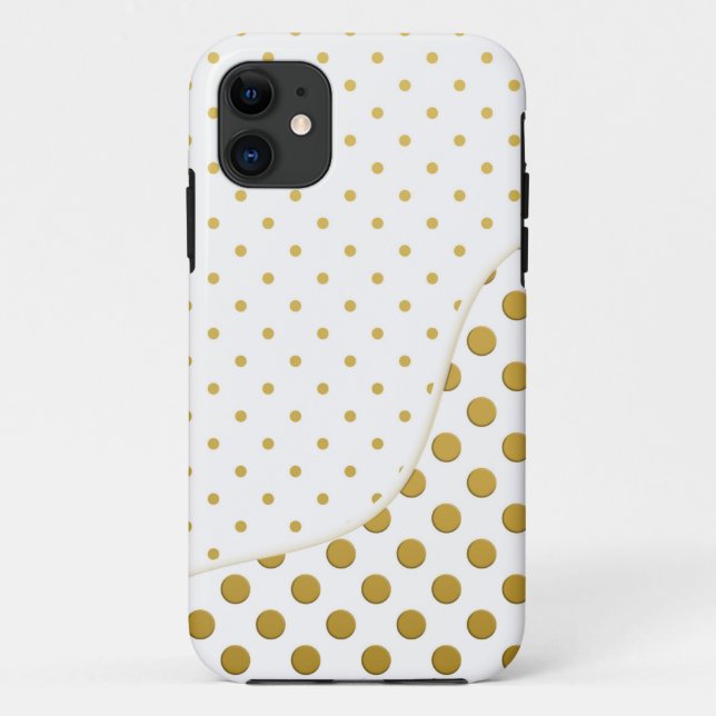 Polka Dots Pattern in Gold and White Case-Mate iPhone Case (Back)