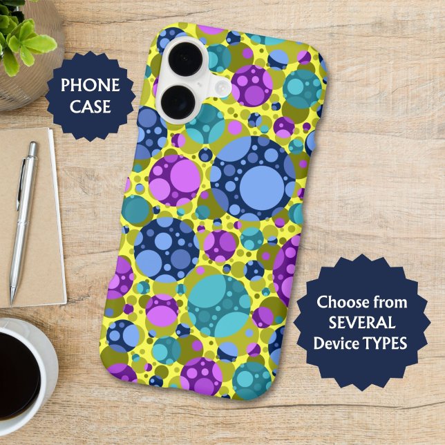 Polka Dots Pattern in Pink Blue Teal -  Case-Mate iPhone Case (Creator Uploaded)