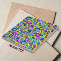 Polka Dots Pattern in Pink Blue Teal -