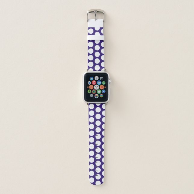 Polka dots pattern on ultra violet apple watch band (Front)