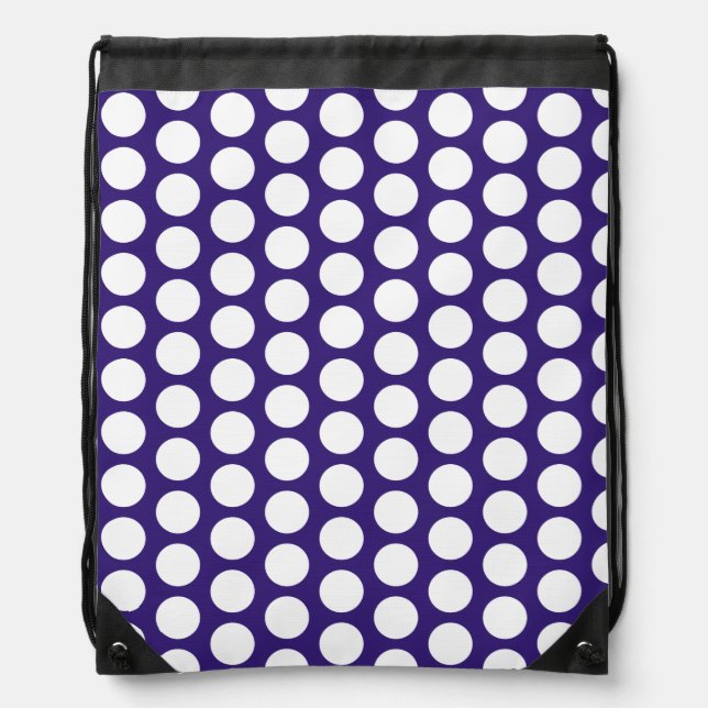 Polka dots pattern on ultra violet drawstring bag (Front)