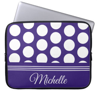 Polka dots pattern on ultra violet laptop sleeve