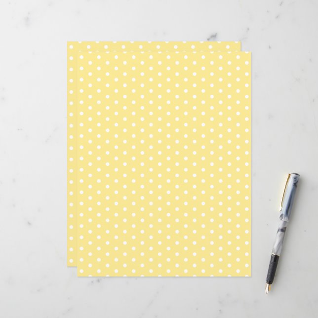 Polka Dots Pattern Pastel Yellow Scrapbook Paper (Front/Back In Situ)