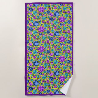Polka Dots Pattern Pink Blue Teal - Beach Towel