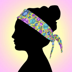 Polka Dots Pattern Pink Blue Teal - Tie Headband
