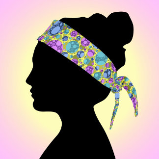 Polka Dots Pattern Pink Blue Teal -  Tie Headband