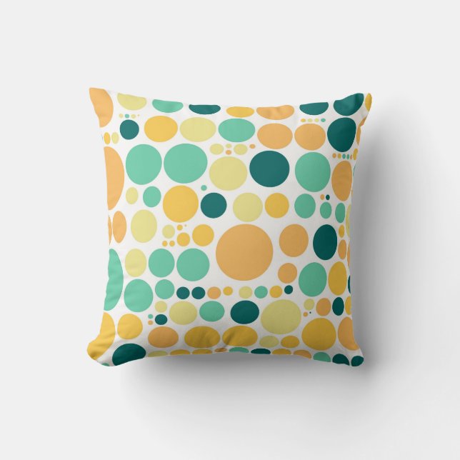 Polka dots pattern | Retro Orange Blue Throw Pillow (Front)