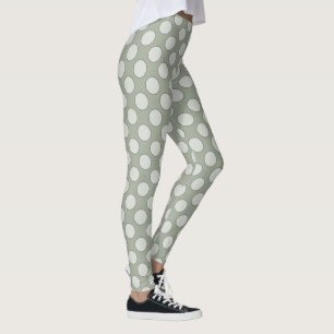 Polka Dots pattern white transparent contour black Leggings