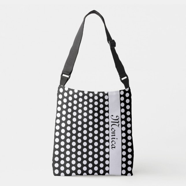 Polka Dots pattern white + your backgr. & ideas Crossbody Bag (Front)